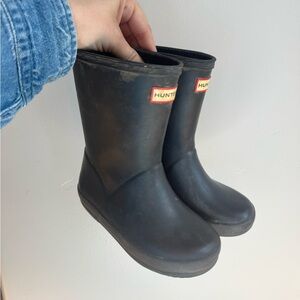 Hunter Kids Black Rain Boots 8 Waterproof Classic Logo Wellies Scandi Neutral